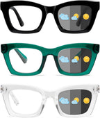 Hubeye Progressive Reading Glasses For Women Oprah Style Blue Light Blocking Computer Multifocus Square Reader