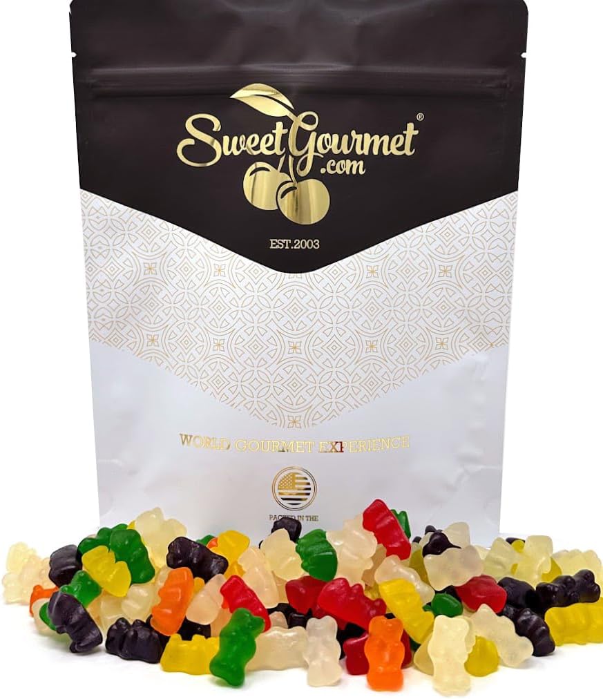 SweetGourmet Fruit Flavor Sugar-Free Gummy Bears, Chewy Candy, 1 Pound Bag