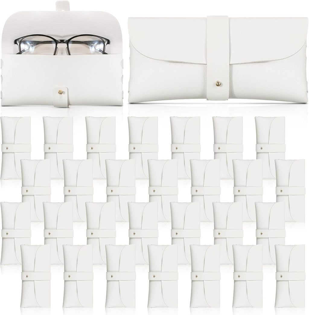 Nuogo 30 Pack Eyeglass Case Soft Glasses Case Studded Sunglasses Pouch Portable PU Leather Bag for Women Men