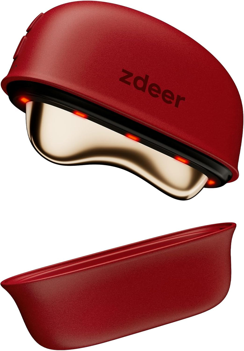 ZDEER LED Red Light Therapy for Face & Neck Massager Facial Care Device – Electric Gua Sha Brass Tool with Heat & Vibration for Firming, Sculpting & Skincare, Red