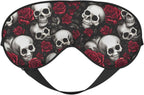 Skulls and Red Roses Sleep Mask Eye Mask with Adjustable Strap Eye Sleep Shade Cover Blocks Light for Women Men Airplane Travel Nap