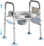 Bedside Commode for Seniors, FSA/HSA Eligible Bedside Toilet with Adjustable Width and Height, 400 LBS Weight Capacity, 16.5 Inch Extra Large Soft Seat Plate