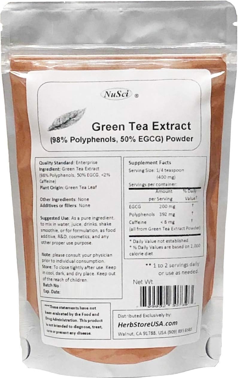 Green Tea Extract Bulk Powder Standardized 98% Polyphenols and 50% EGCG GMO Free Non-Irradiated (100 Grams (3.52 oz))