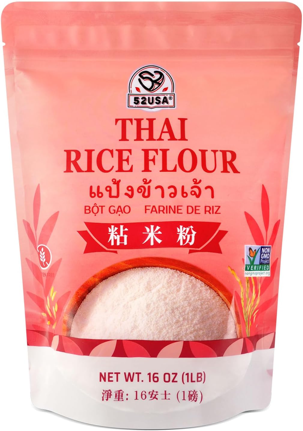 52USA Thai Rice Flour 16 Ounce (Basic), 1 Pound (Pack of 1), Rice Flour for Baking or Cooking, Product of THAILAND, All Natural White Rice Flour, Vegan