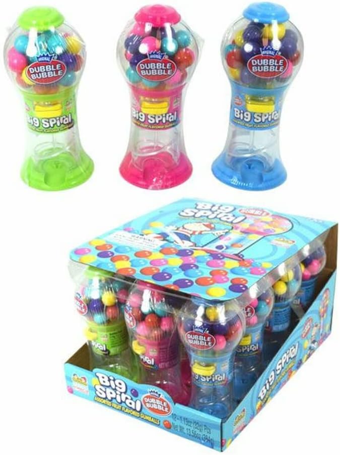 Kidsmania Dubble Bubble Big Spiral Mini Gumball Dispenser- Case of 12