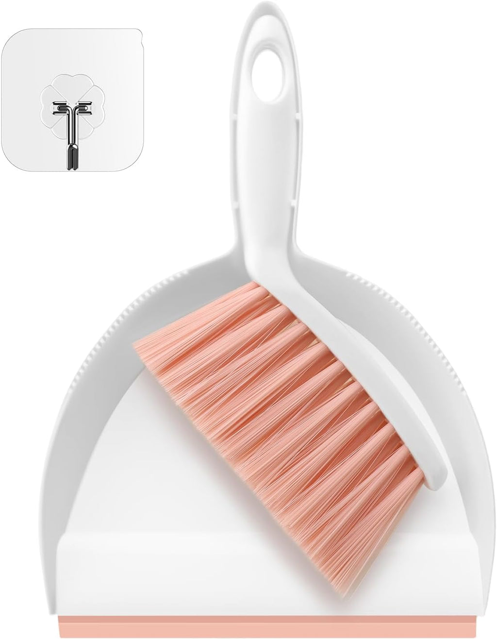 NACENA Handheld Dustpan and Broom Set – Mini Compact Brush Combo for Desktop, Sofa, Car & Kitchen Crumbs Small Cleaning Tool with Stiff Bristles, Pink