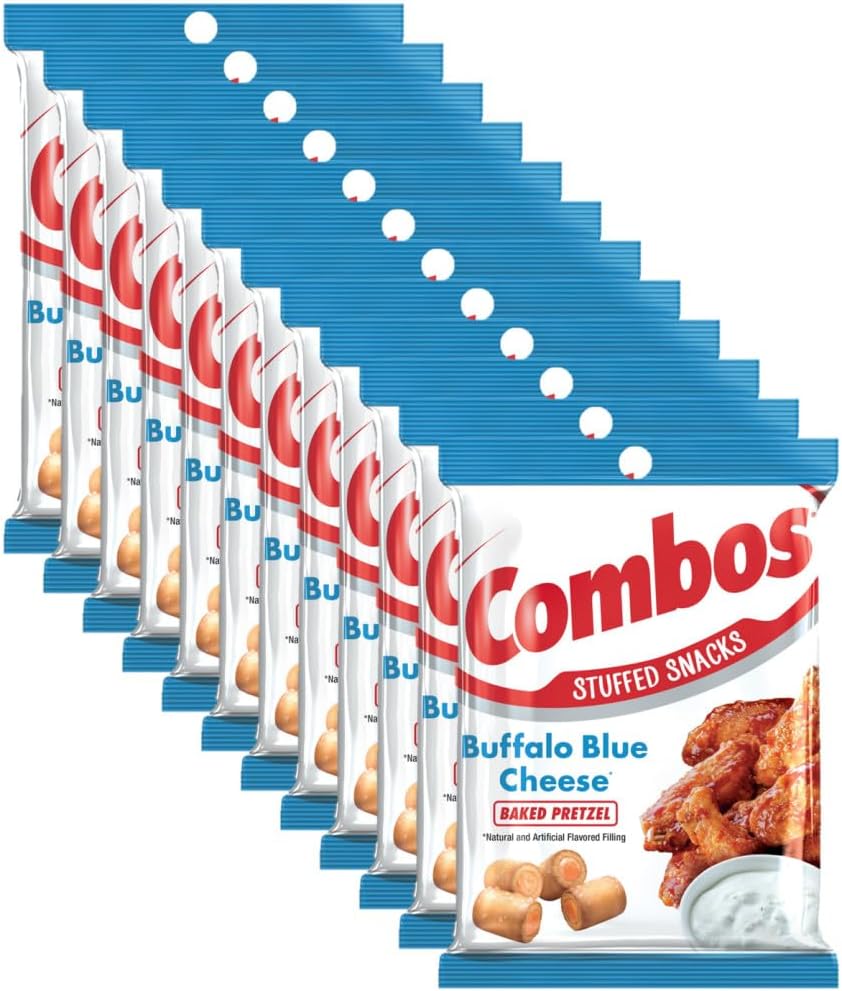 COMBOS Cheese Snacks - Buffalo Blue Cheese and Crackers Snack Packs, Baked Cracker Snack, 6.3-Ounce Bulk Bag (Pack of 12)