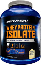 BodyTech Whey Protein Isolate Powder, French Vanilla Flavor, 25g Protein per Serving, High Concentrated Protein Powder with Amino Acids & BCAAs for Men and Women, Gluten Free, 5 lbs, 78 Servings