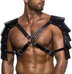 Men's Faux Leather Body Chest Harness Adjustable Shoulder Armors Buckles