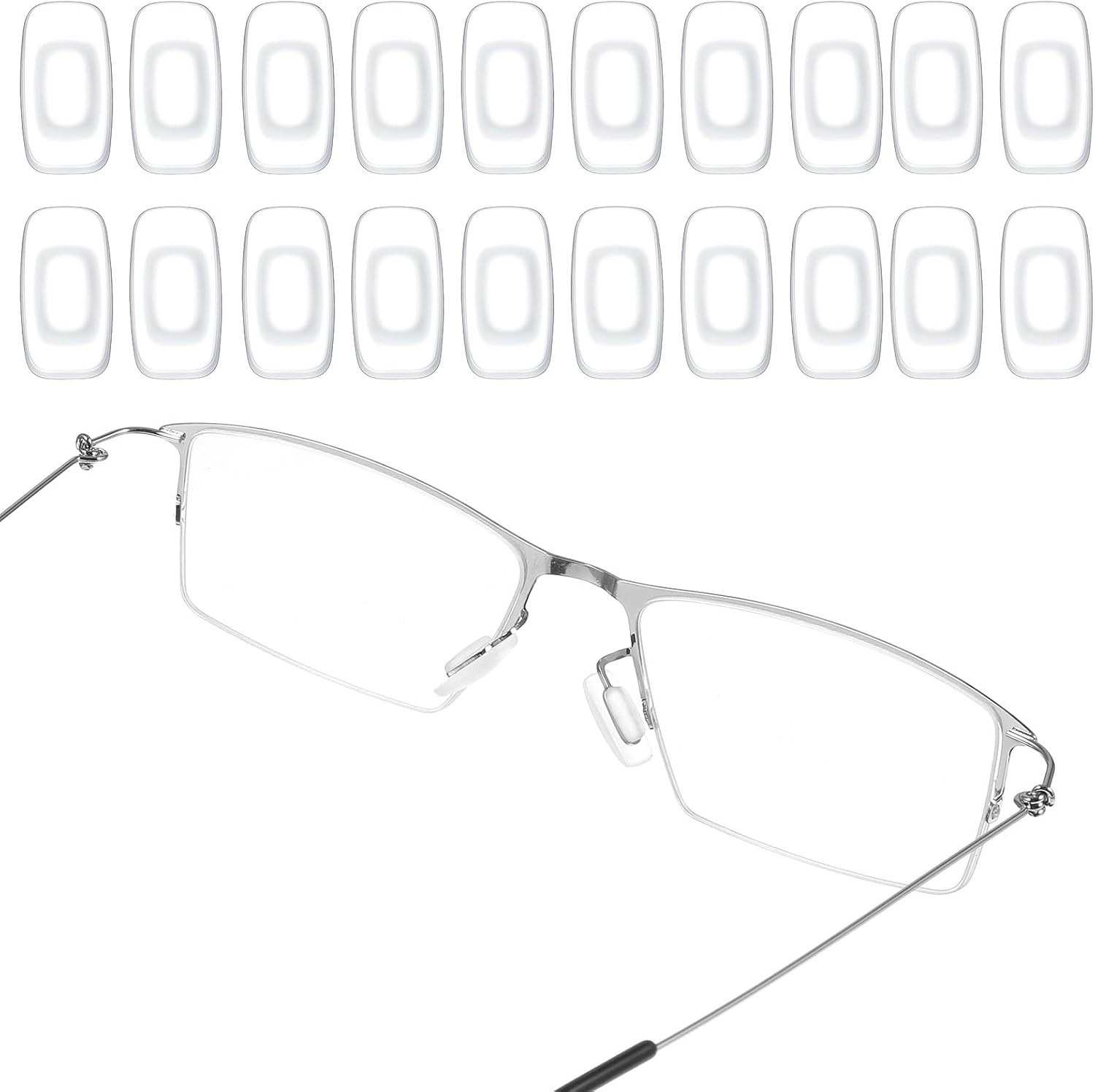 Mabor Silicone Nose Pads for Glasses, 10 Pairs 20 Pcs White Push in Non Slip Nose Pads, Soft Replacement Nosepads for Eyeglasses and Sunglasses