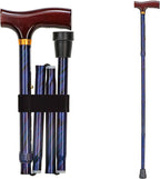 DMI Sports Walking Cane or Stick, Foldable Cane for Men, Women, Seniors and Handicapped Adjusts from 33-37" in 1 inch increments with Ergonomic Wood Handle,Supports up to 250 Pounds