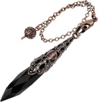 mookaitedecor Natural Black Obsidian Crystal Pendulum for Divination Dowsing, Facted Stone Pointed Pendant Pendulum for Reiki Balancing Wicca Meditation