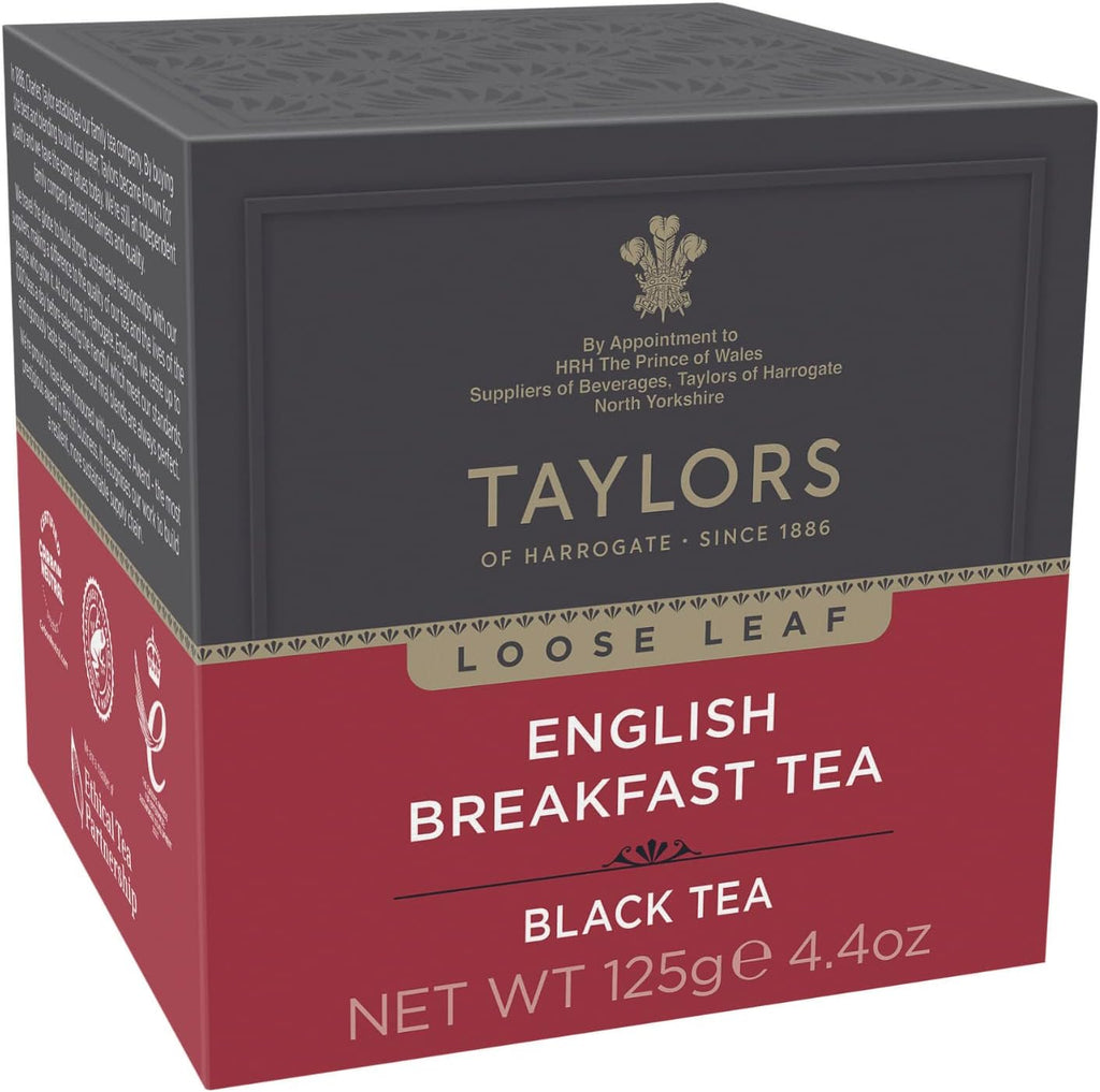 Taylors of Harrogate English Breakfast, Black Tea, Loose Leaf, 4.41 Ounce Carton (Pack of 1), Rich, Bright & Malty, Caffeinated, Premium Whole Leaf Tea