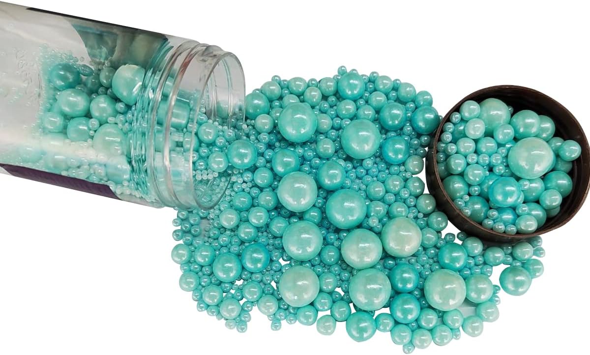 Edible Blue Sugar Pearls Candy Sprinkles 120G/ 4.23Ounce Baking Cake Sprinkles Cupcake and Cake Topper Cookie Decorations Wedding Party Valentines Halloween Christmas Supplies
