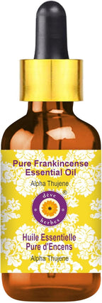 Deve Herbes Pure Frankincense Essential Oil (Alpha Thujene 70%) Boswellia serrata with Glass Dropper Steam Distilled 100ml x 2 (6.76 oz)