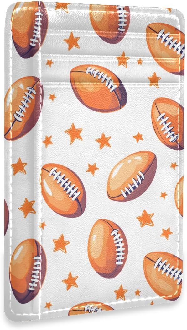 Bolaz Rugby Star Football Mini Front Pocket Wallet Credit Card Holder Slim RFID Blocking Sleeves for Women Men Credit Card Protector