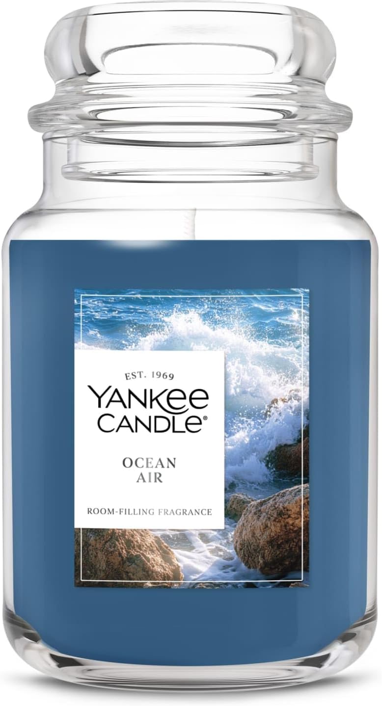 Yankee Candle Ocean Air, Scented Candle, 22oz Large Jar with up to 150 Hour Burn Time, Giftable