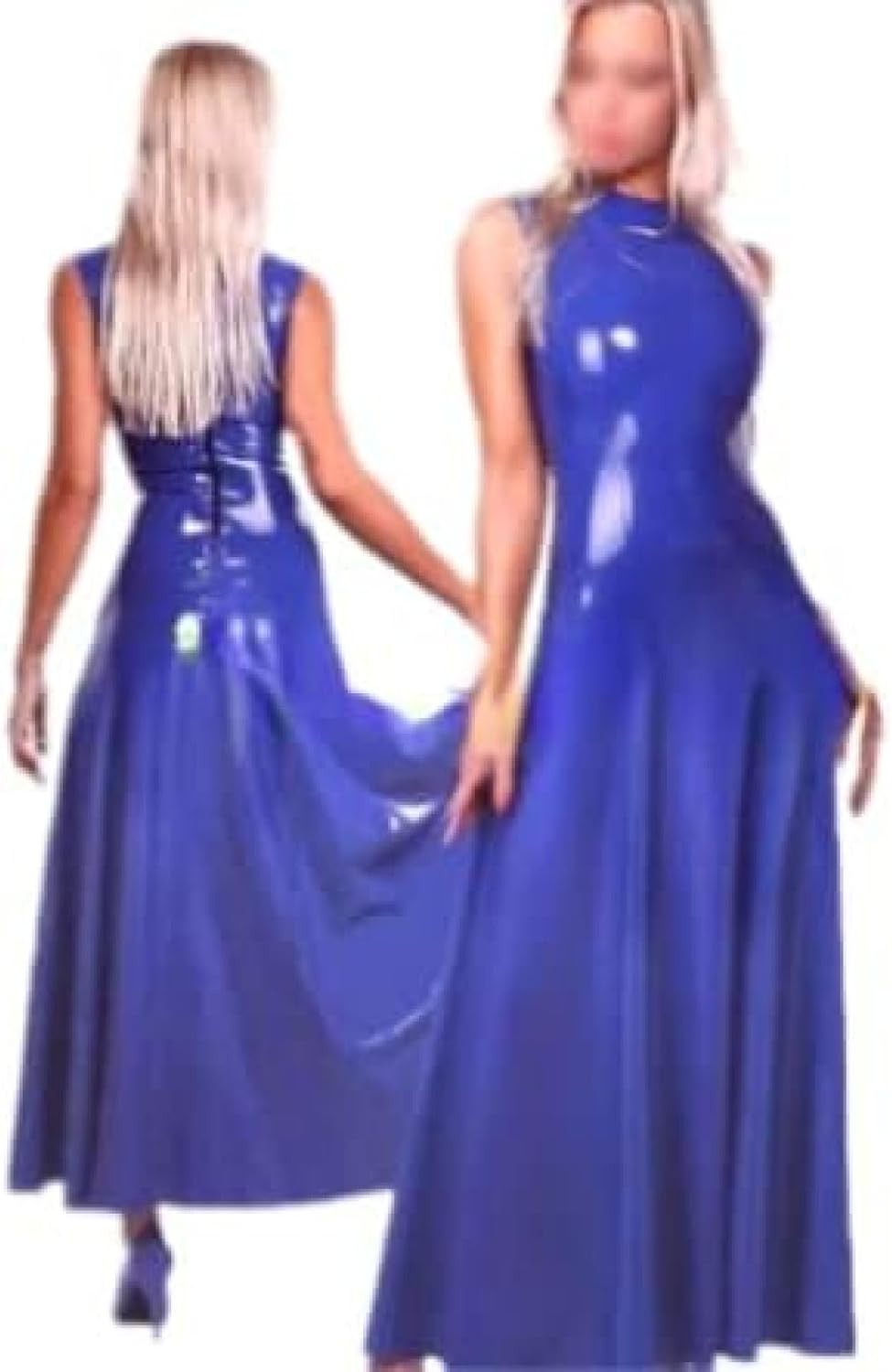 ANTIY Handmade Natural Latex Long Dress with Back Zipper Ladies Dress Party Wear Customized,Dark Blue,Dark Blue,3X-Large
