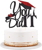 LVEUD I Did It Cake Topper - Congrats Grad Cake Toppers - Graduation Party Decorations (Black Gold)