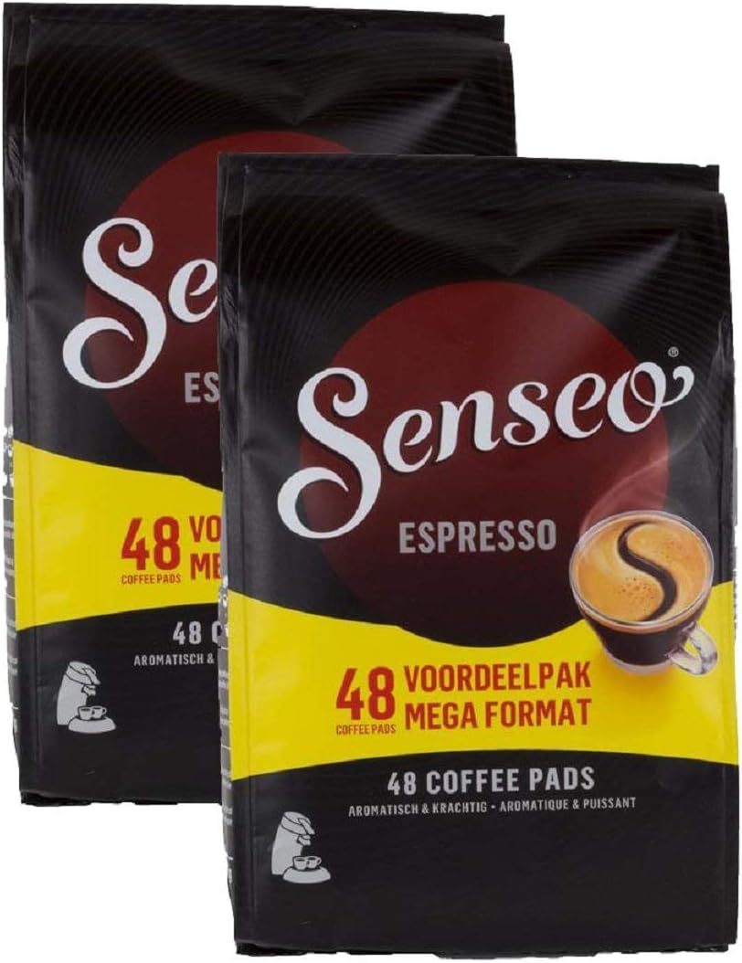 Senseo Espresso Dark Roast Coffee Pods – 96 Count (2 Packs) – Concentrated Strong Flavor with Rich Crema – Single-Serve Coffee Pads Compatible with PeleCom Machines