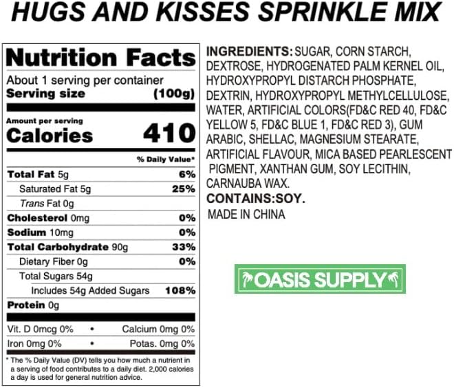 Oasis Supply Hugs & Kisses Sprinkles – Edible Sugar Shapes for Valentine’s Day – XO Heart Cake, Cupcake & Cookie Decorations – Fun Romantic Baking Toppings for Desserts