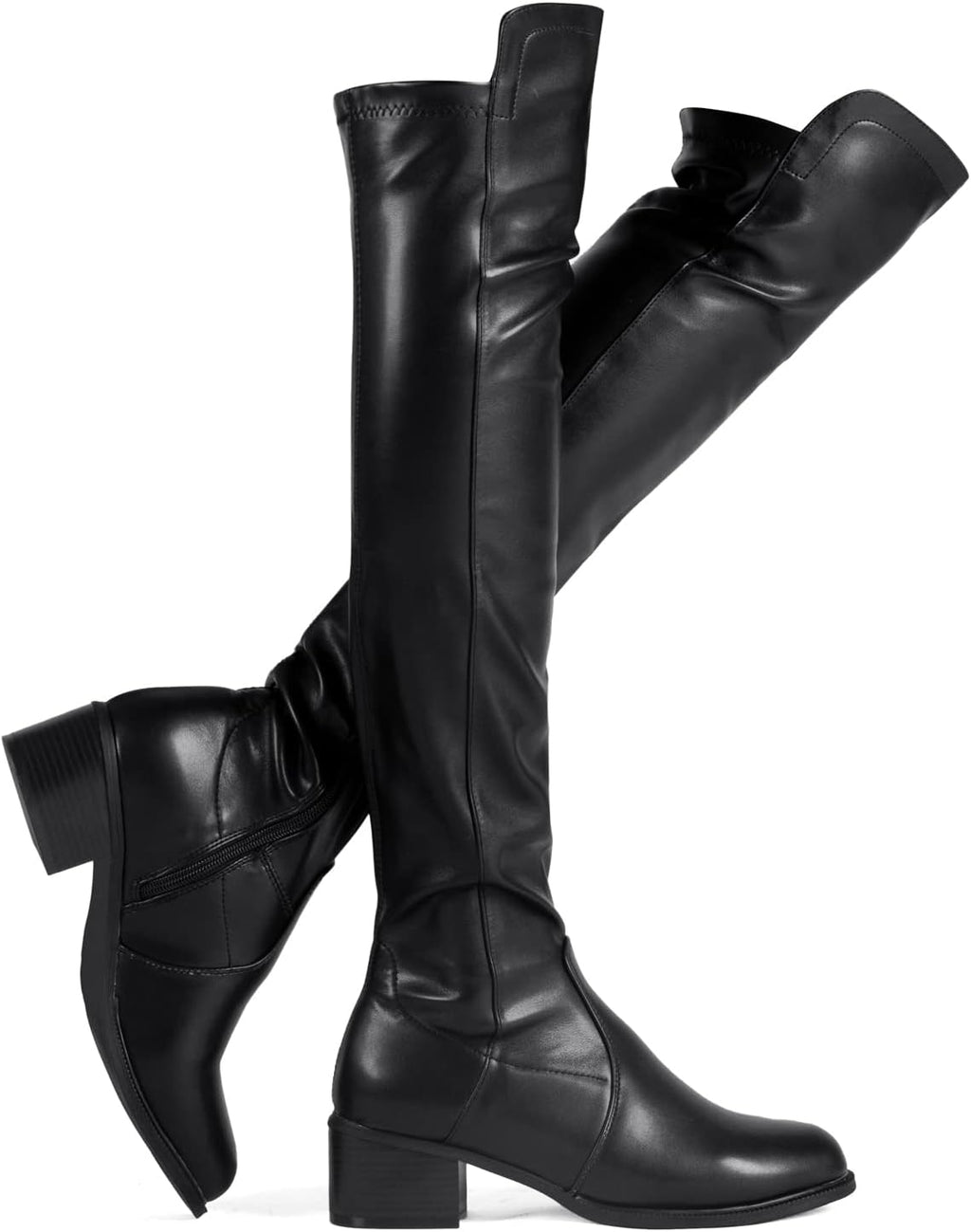 Shoe'N Tale Women's Over The Knee Thigh High Boots Fashion Dressy Comfotable(9.5,Black PU)