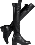 Shoe'N Tale Women's Over The Knee Thigh High Boots Fashion Dressy Comfotable(9.5,Black PU)