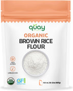 Quay Naturals Organic Brown Rice Flour Finely Milled 2 lb – Gluten Free, Non‑GMO, Whole Grain, Vegan Baking Flour, Stone Ground All Purpose Flour