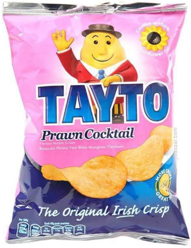 Tayto Prawn Cocktail Flavour Potato Crisps from Ireland 8 packs