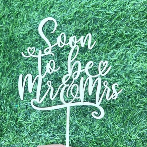 Wooden Soon to Be Mr & Mrs Cake Topper, Engagement Single Party Cake Decoration for Bridal Shower, Wedding, Bachelorette Party Decorations
