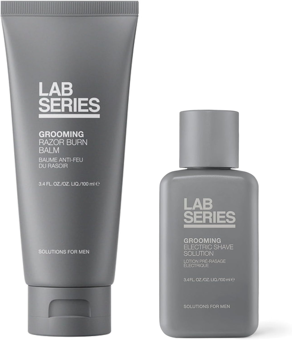 Lab Series Men’s Travel Size Friendly Grooming Skin Care Set – Pre-Electric Shave Solution & Razor Burn Balm After Shave Lotion for, 3.4 Fl Oz Each – Cools, Hydrates & Soothes Skin