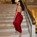 Women's Sexy Hanging Neck Dress V-Neck Backless Slim Fit Dresses