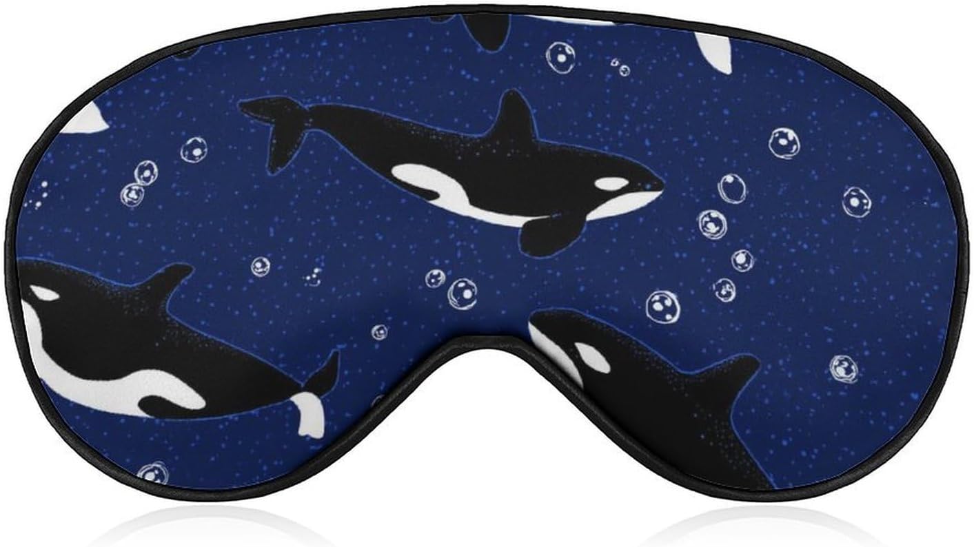 Sleep Mask,Orca Whales Blue Eye Masks with Adjustable Strap for Sleeping,Block Light Eye Sleep Shade Cover for Women Men