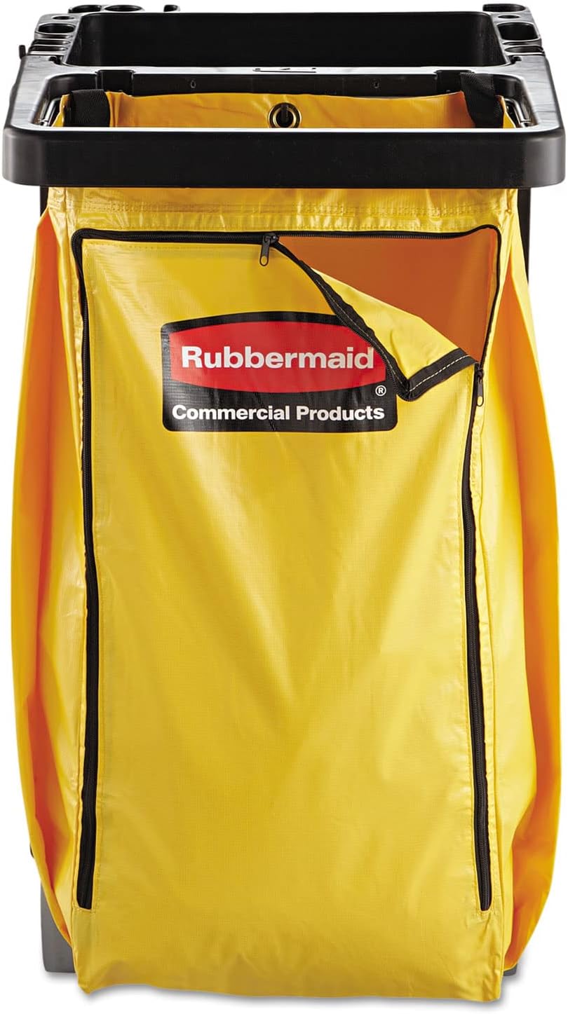 Rubbermaid Commercial High Capacity Vinyl Janitorial Cleaning Cart Bag Waste/Trash/Laundry/Linen Collection for Restraurant/Café/Office/School/Motel/Facility 34 Gallon Yellow