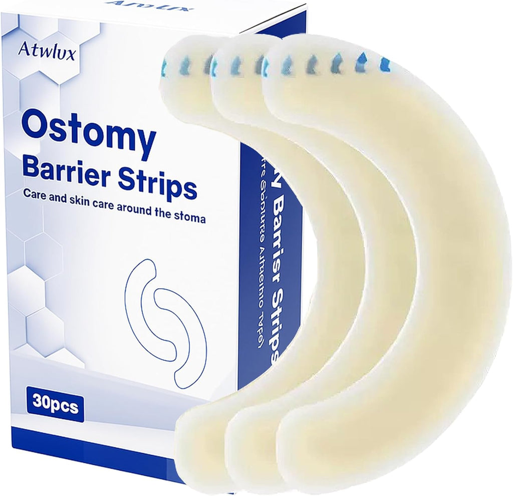 30PCS Ostomy Barrier Strips, Medical Hydrocolloid Ostomy Supplies, Elastic Barrier Strips, Waterproof Leak-Free Skin Adhesive Barrier Tapes for Stoma Colostomy Bags