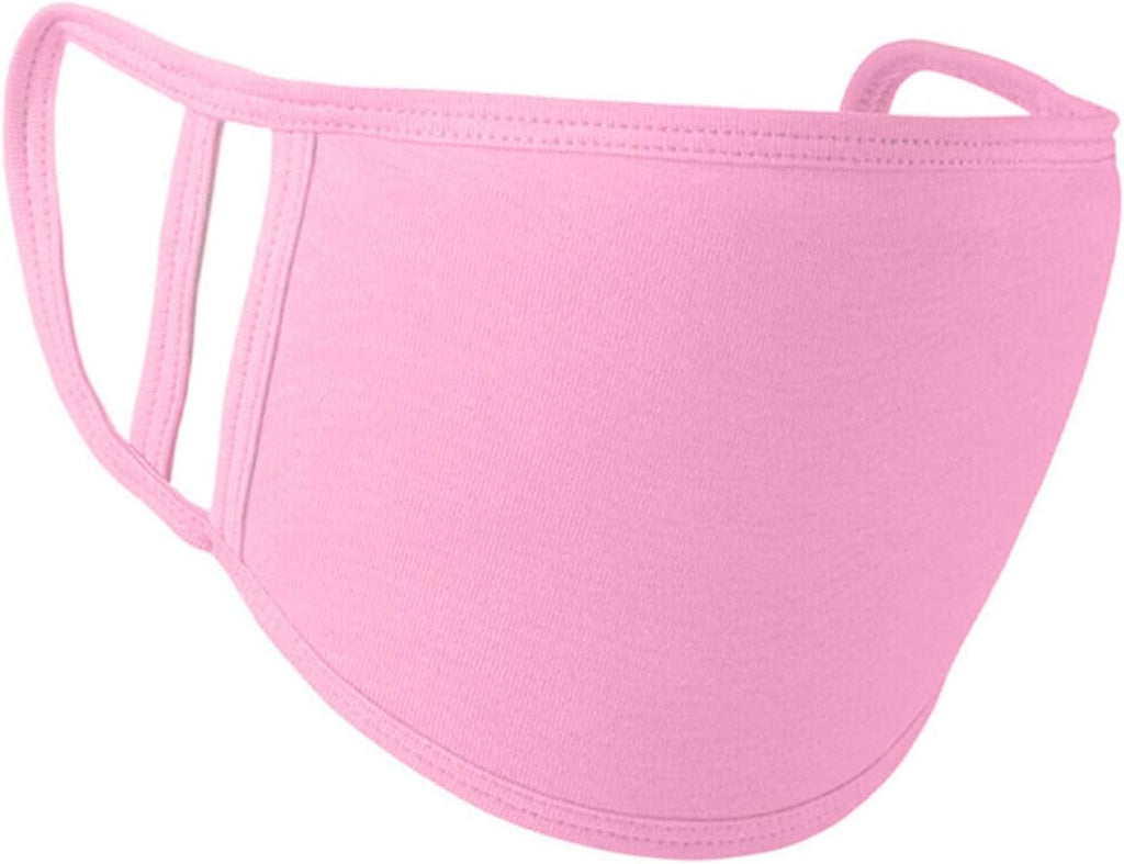 Trimming Shop Unisex Face Mask Reusable Washable Face Covering for Adults 2 Ply Face Mask, Cotton Face Mask Breathable Safety Mask Protection from Pollution, Pink, 17cm x 12cm, 1pc