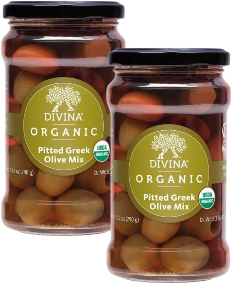 DIVINA Organic Pitted Greek Olive Mix 10.2 oz (2-Pack)