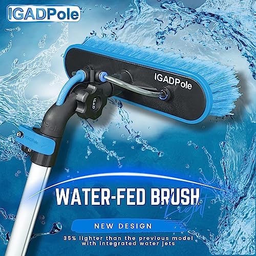 IGADPole 24 FT Water-Fed Washing Kit with Soap-Dispenser, Brush, 10″ Squeegee & Cobweb Duster for Windows, Gutters, Solar Panels & Exterior Walls