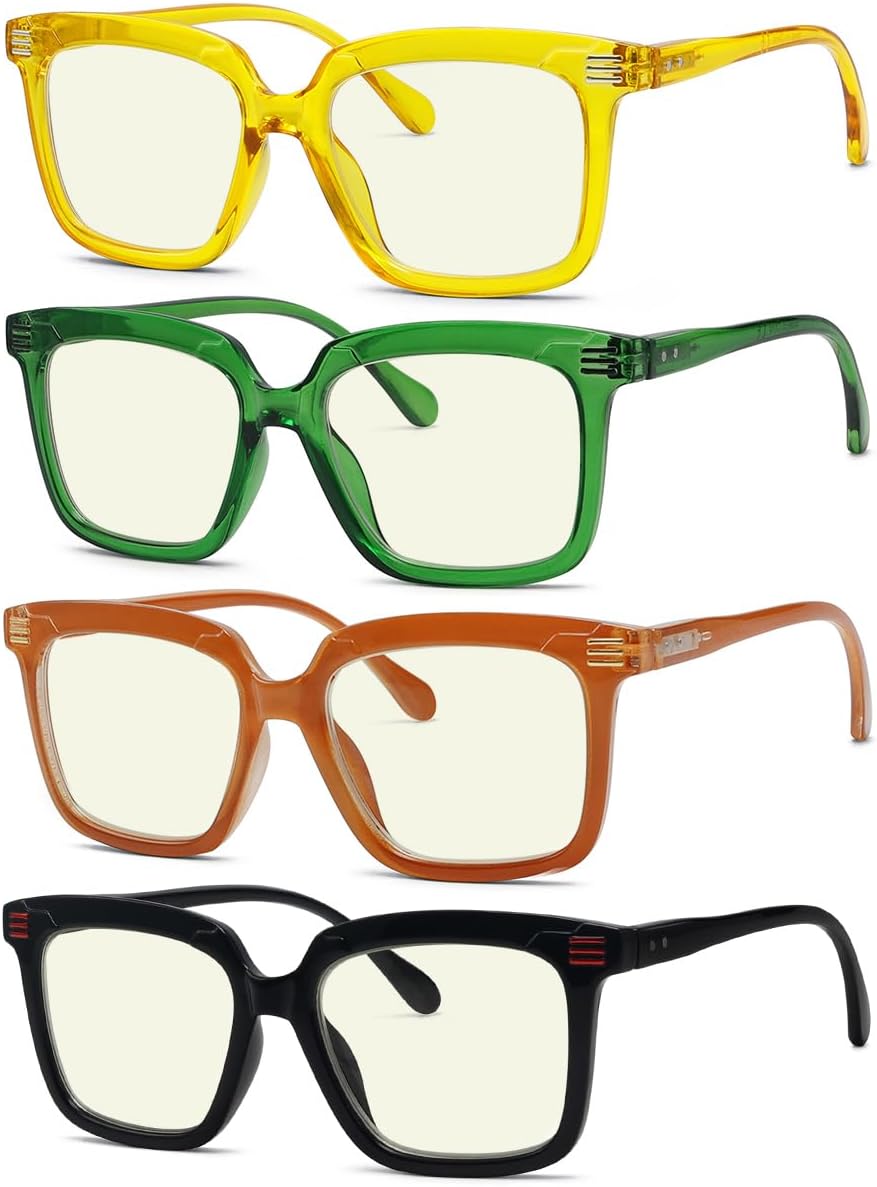 Eyekepper 4-pack Reading Glasses Blue Light Blocking Square Computer Readers Women