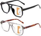 JO Progressive Multifocus Reading Glasses Men Women Oversize XL - No Line Progressive Reader Half-Rim for Mid-Near