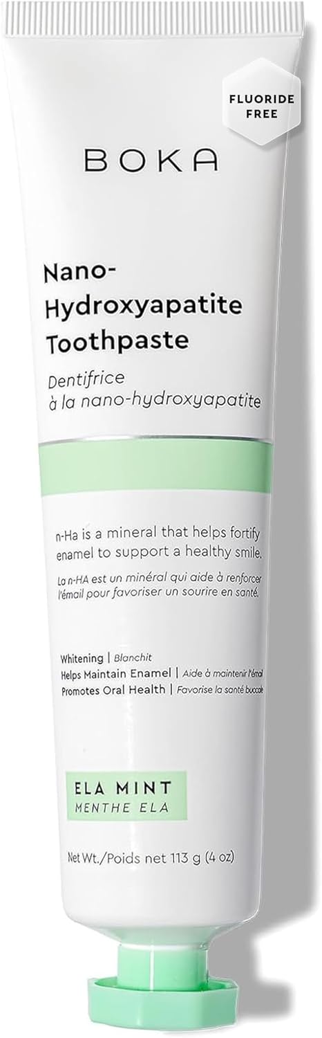 Boka Fluoride Free Toothpaste, Nano Hydroxyapatite Toothpaste, Appropriate for Sensitive Teeth - for Adult Oral Care - Ela Mint Flavor, 4 Fl Oz 1Pk US Manufactured
