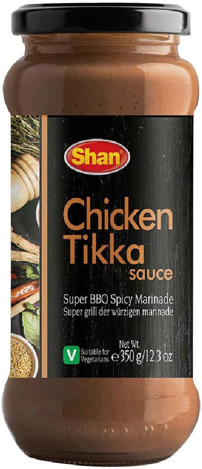 Shan Chicken Tikka Cooking Sauce 12.3oz (350g) - Simmer Sauce for Super Spicy BBQ Marinade - Easy to Cook Delicious Meal at Home - Suitable for Vegetarians