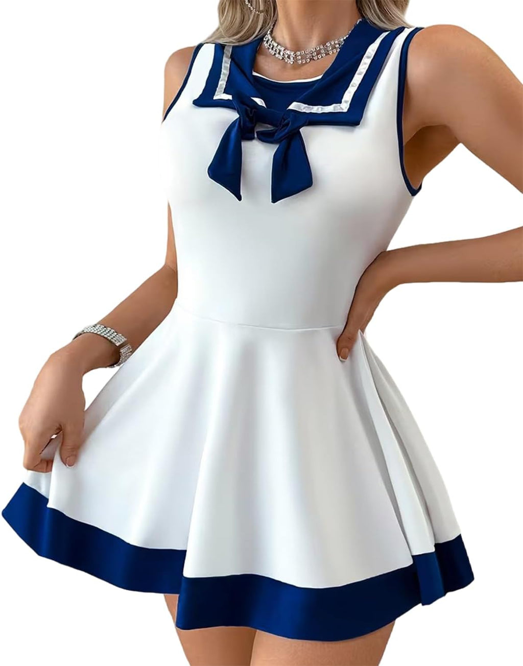 Sexy Sailor Outfit for Women Lingerie Costume Cosplay One Piece Navy Collar Dress Cute Anime Japanese Schoolgirl Roleplay Babydoll Suit JK Uniform Pleated Skirt for Party