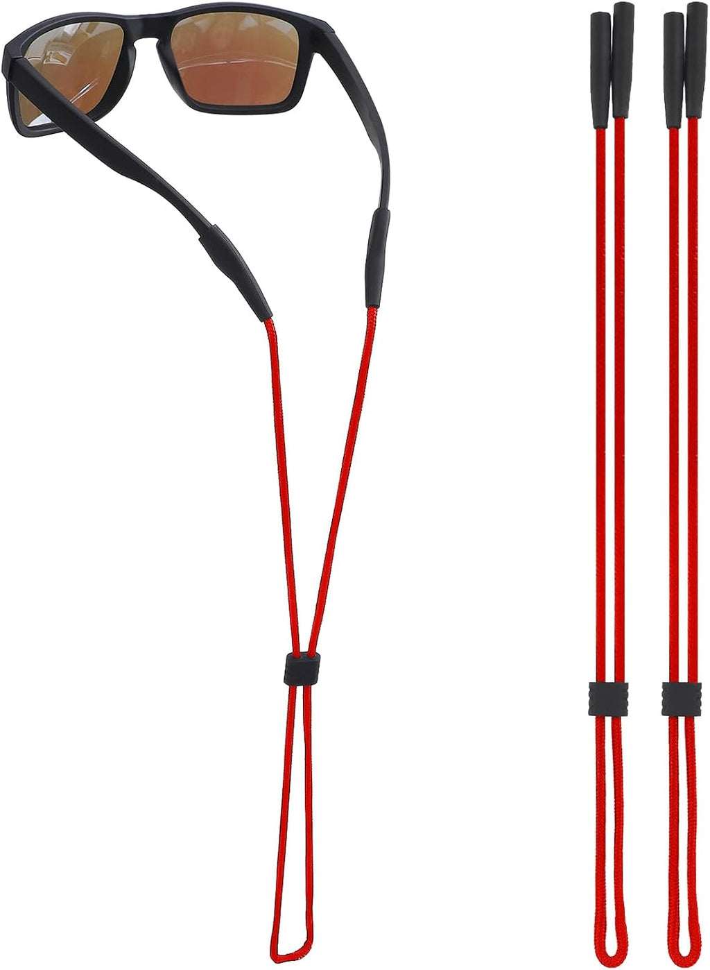 Eye Glasses Holder Strap - Sunglasses Straps Cords for Men Women Kids - Eyeglass Holders Around Neck - Eyewear String Lanyard Retainer - 2 PCS (Red)