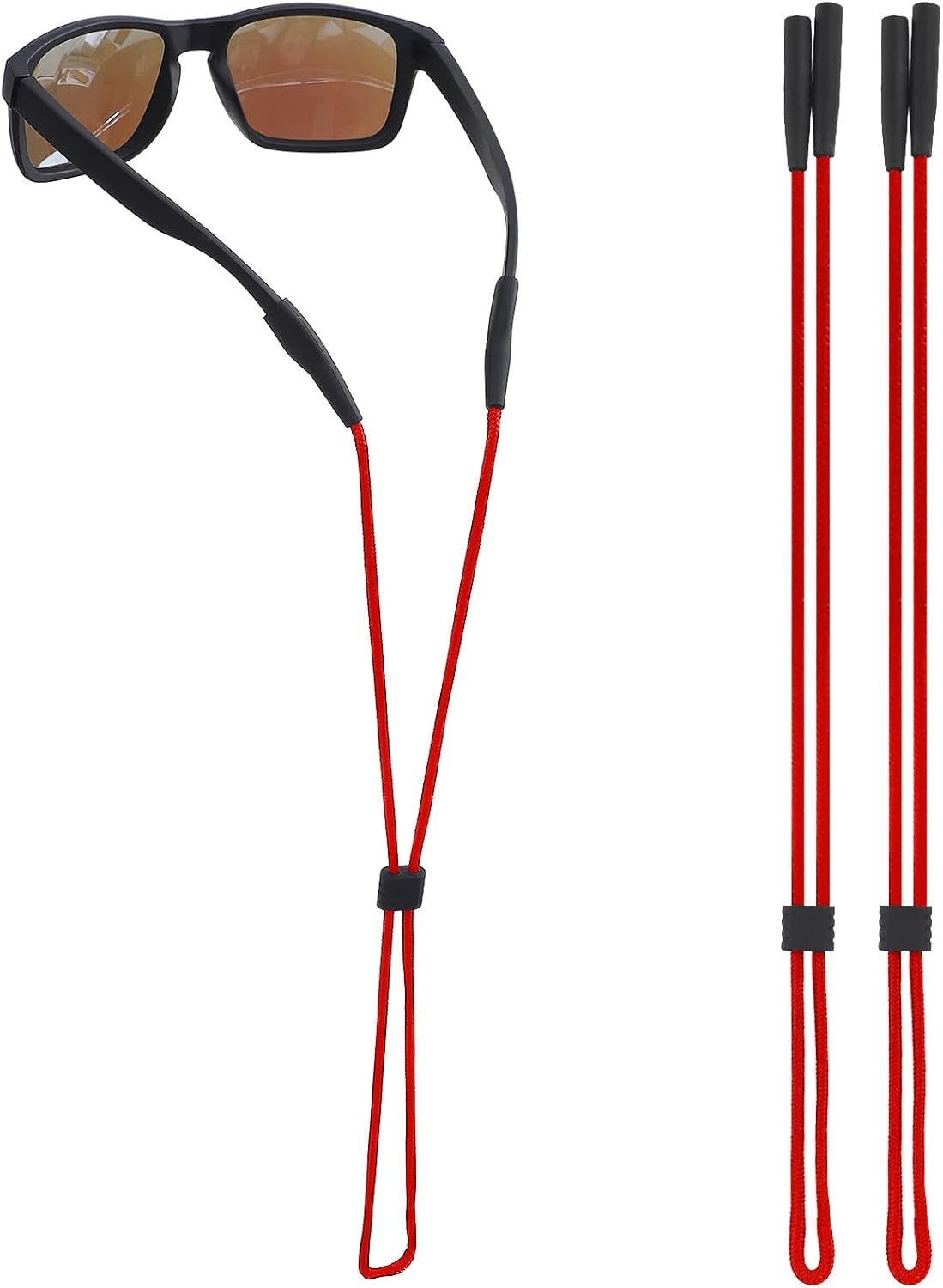 Eye Glasses Holder Strap - Sunglasses Straps Cords for Men Women Kids - Eyeglass Holders Around Neck - Eyewear String Lanyard Retainer - 2 PCS (Red)