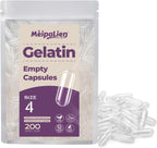 Empty Gelatin Capsules Size 4-200 Count Bovine Bone Gel Capsules Empty | Quick Dissolve | All Size | for Powder & Liquid DIY Filling