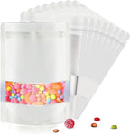 120pcs 4"x6" Mylar Bags for Food Storage,Smell Proof Bag with Matte Window Resealable Food Storage Bags for Small Business, Stand-up Foil Pouch Packaging Freeze Dried Candy Bag（White）