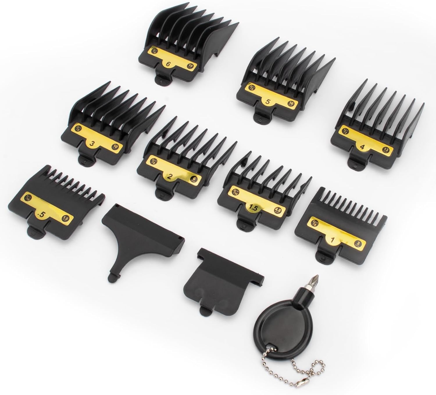 8 Packs Clipper Guards Replacement for BaBylissPRO Barberology FX870, FX880, FX825, FX673,FX899 and FX890 Clippers, Trimmer Guards Cutting Length from 1/16'' to 3/4'', Black