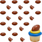 DECOPAC 3D Football Rings, Cupcake Decorations, Food Safe Cake Toppers – 24 Pack