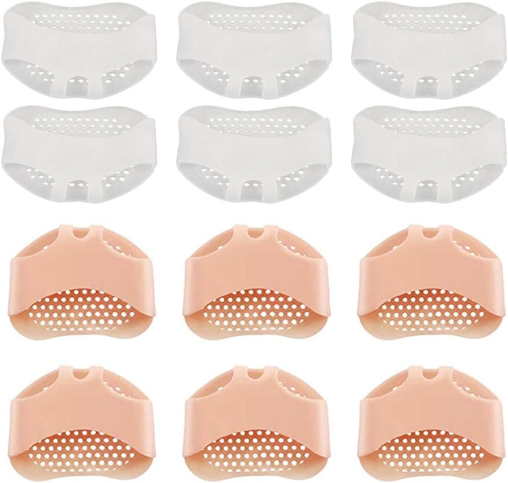 Mipcase Silicone Forefoot Pads 6 Pairs Set Anti-wear Ball of Foot Cushions Non-Slip Honeycomb Soft Gel Inserts for High Heels Women’s Foot Relief Random Color